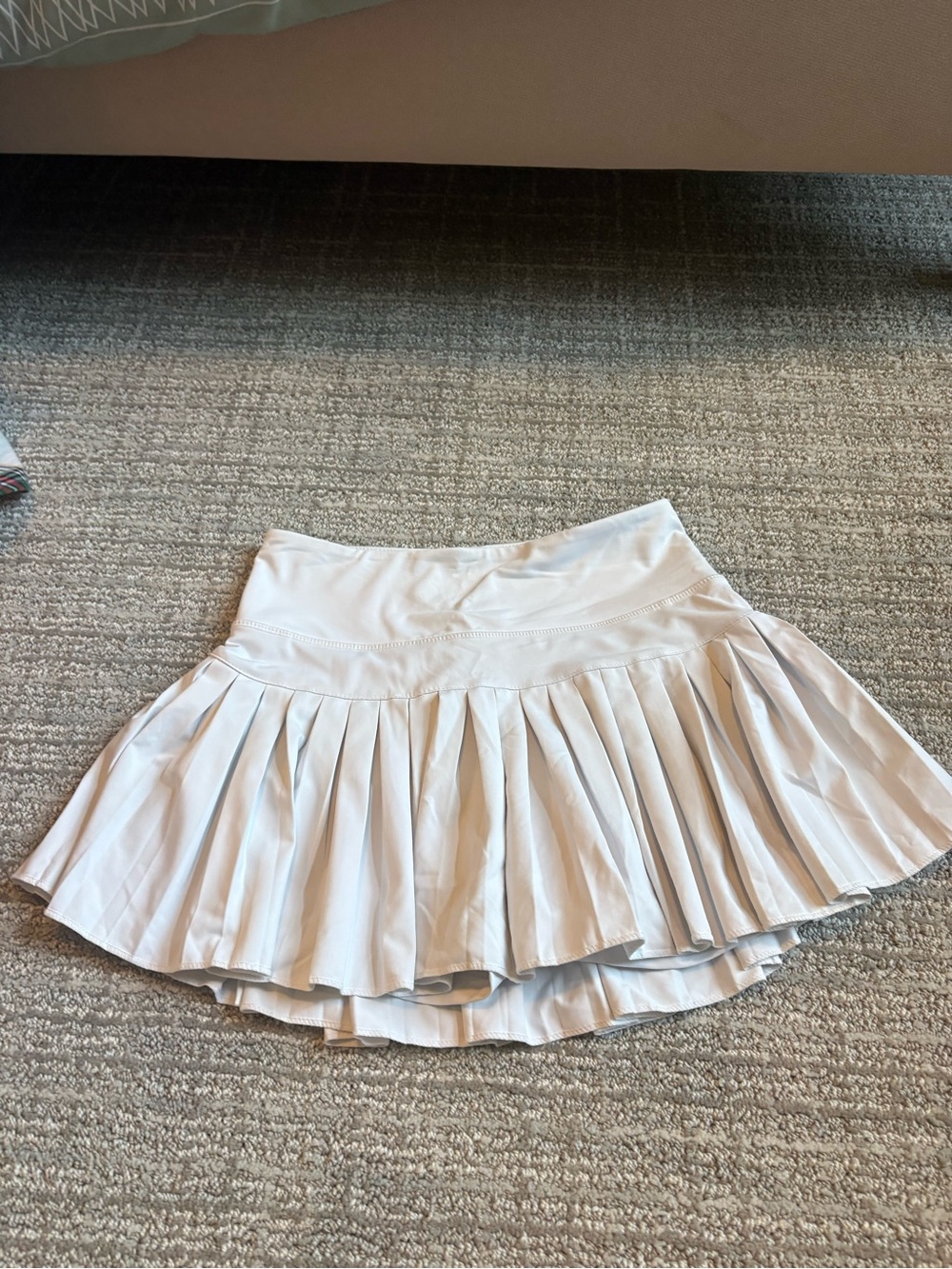 Pleated Mini Skirt in Light Beige